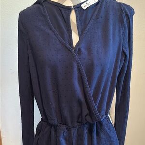 Elegant Navy Blue Long Sleeve Dress